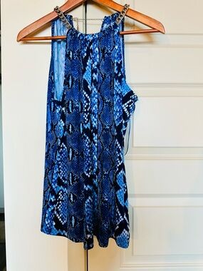 MICHAEL Michael Kors Blue and Black Snake Print Shell